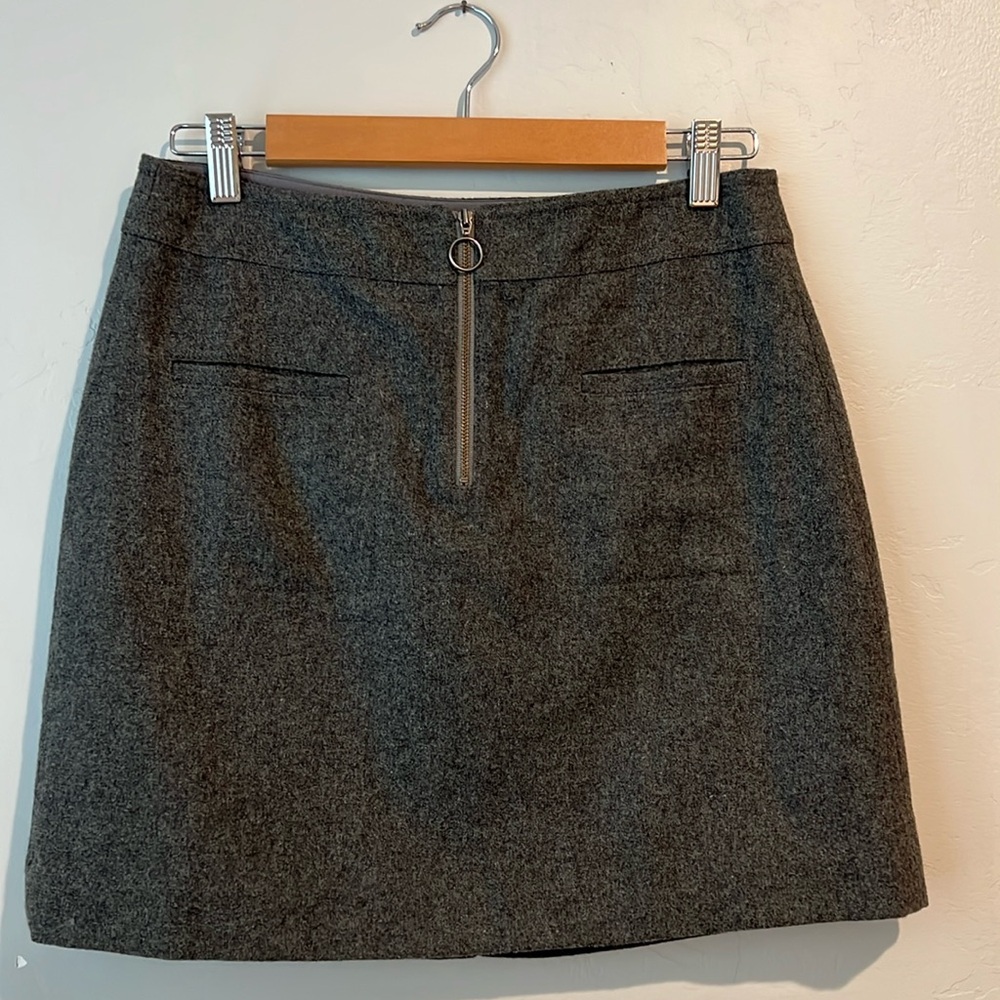 Madewell Zip Front Wool Mini Skirt in Charcoal Grey Size 4